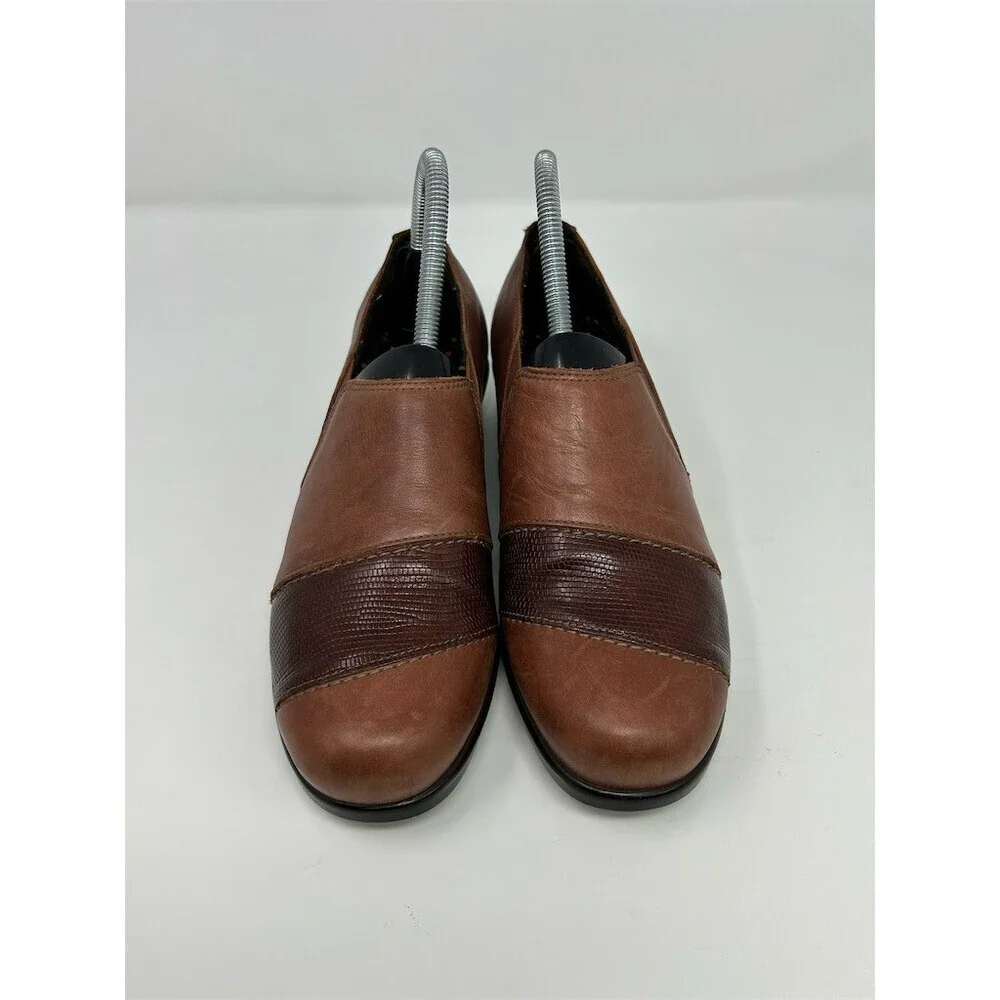 SAS Nora Women's Slip-On Loafers Brown Comfort Shoes Textured Toe Band Size 7.5M